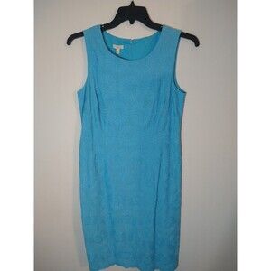 Talbots Embroidered Sunflower Sleeveless Dress Blue 10 Boho Feminie Cottagecore